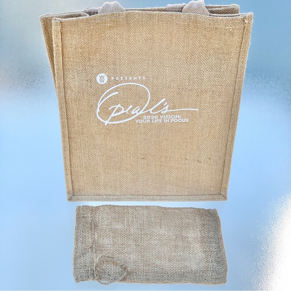 Oprah 2020 Vision: Your Life in Focus Burlap Tote Bag + Mini Bag - Picture 2 of 4